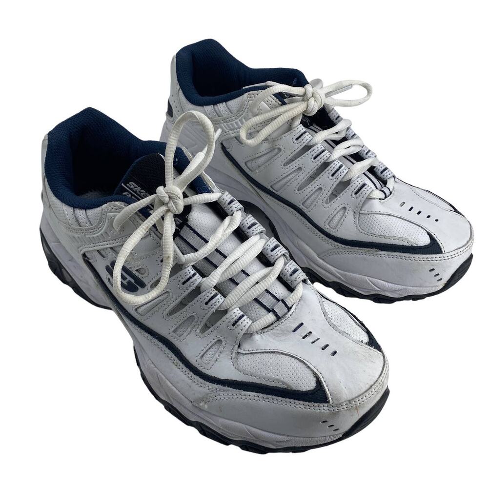 Men's 9 SKECHERS After Burn Memory Fit Reprint White Missing Insoles  50127EWW